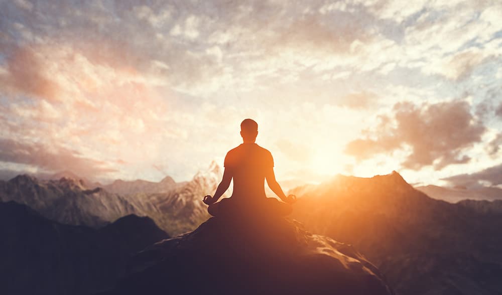 Athletes doing mental training and meditation in modern facility, cinematic sports photography